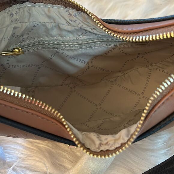 NWT Steve Madden (bmela) Brown Embossed Crossbody Bag - Picture 8 of 9